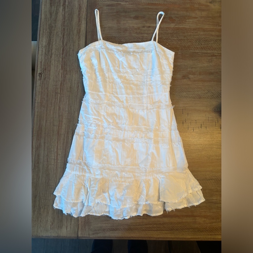 Cotton Candy LA White small ruffle mini dress